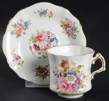 Howard Sprays (Scalloped, Embossed) Flat Cup & Saucer Set