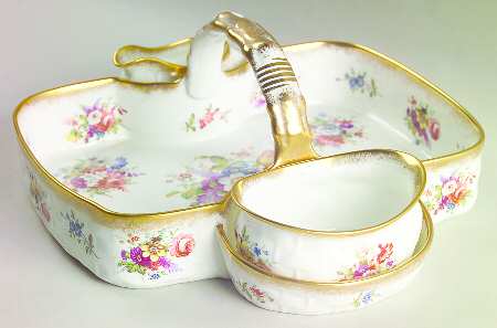 Lady Patricia (Scalloped, Embossed) Strawberry Basket W/Creamer & Open Sugar