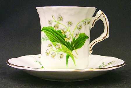Lily of The Valley Flat Demitasse Cup & Saucer Set