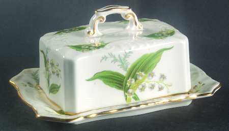 Lily of The Valley Rectangular Covered Butter