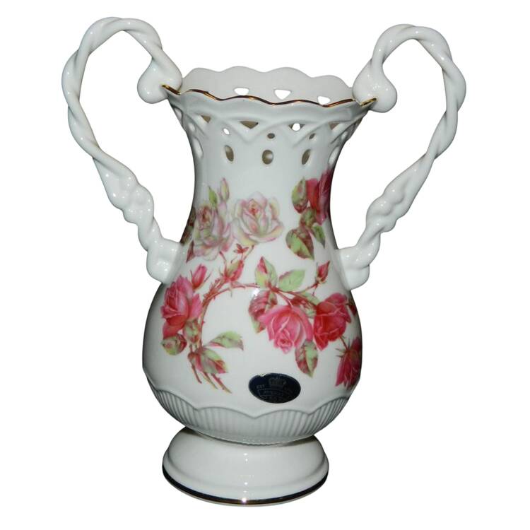 Morgan's Rose 8" Handled Footed Vase