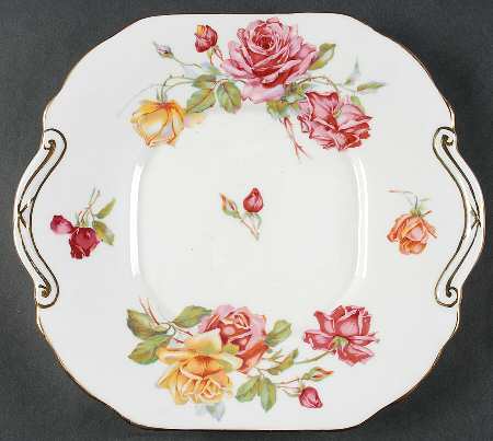 Morgan's Rose Square Handled Cake Plate