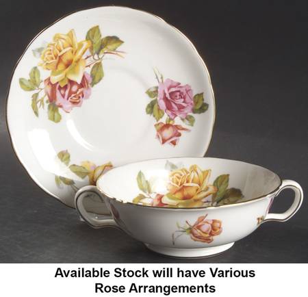 Morgan's Rose Footed Cream Soup Bowl & Saucer Set