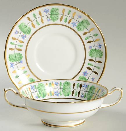Palmetto Footed Cream Soup Bowl & Saucer Set