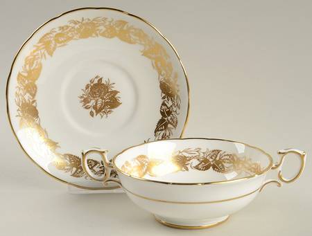 Rose Point Footed Cream Soup Bowl & Saucer Set
