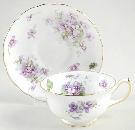 Victorian Violets Footed Cup & Saucer Set