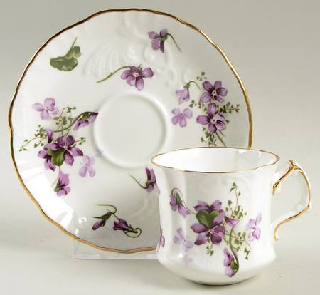 Victorian Violets Flat Demitasse Cup & Saucer Set