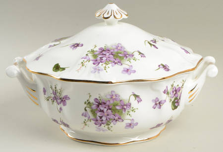 Victorian Violets Round Covered Vegetable