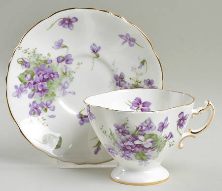 Victorian Violets Footed Cup & Saucer Set