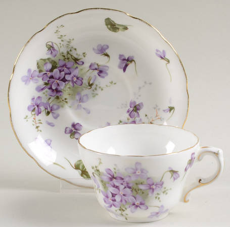 Victorian Violets Flat Cup & Saucer Set