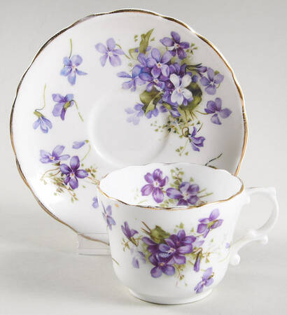 Victorian Violets Flat Demitasse Cup & Saucer Set
