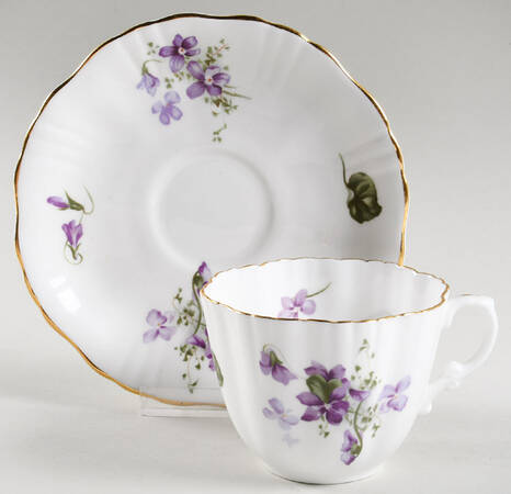 Victorian Violets Flat Cup & Saucer Set