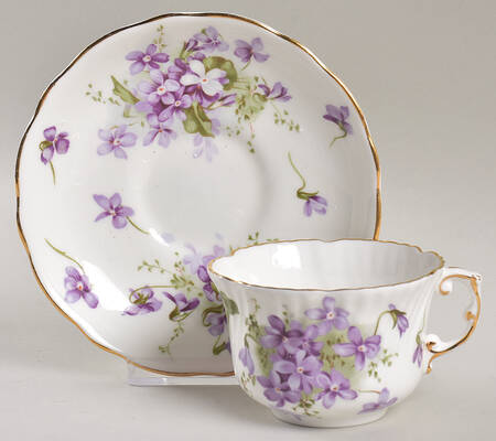 Victorian Violets Flat Cup & Saucer Set