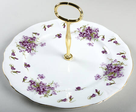 Victorian Violets Round Serving Plate with Center Handle (Dp) Hc