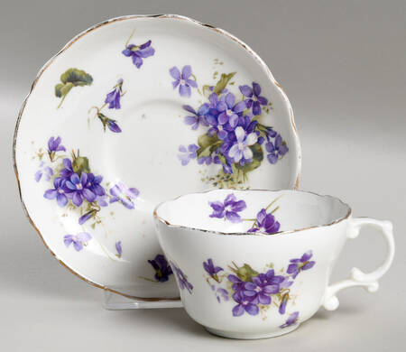 Victorian Violets Flat Cup & Saucer Set