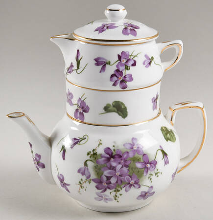 Victorian Violets Mini Teapot Stacking Set (Creamer, Sugar)