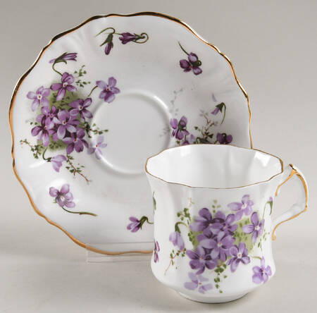 Victorian Violets Flat Cup & Saucer Set