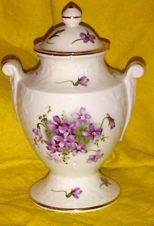 Victorian Violets 5" Footed Urn with Lid