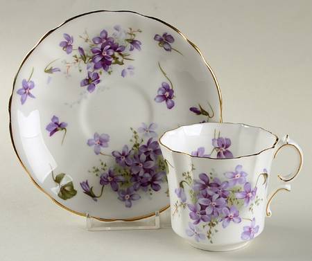 Victorian Violets Flat Cup & Saucer Set