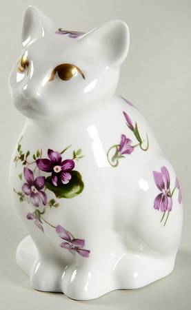 Victorian Violets Cat Figurine