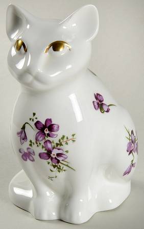 Victorian Violets Cat Figurine