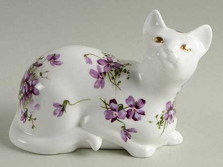 Victorian Violets Cat Figurine