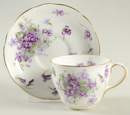 Victorian Violets Flat Cup & Saucer Set