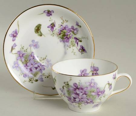 Victorian Violets Flat Cup & Saucer Set