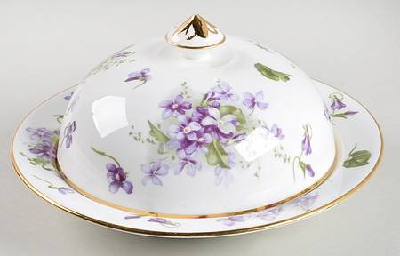 Victorian Violets Round Covered Butter