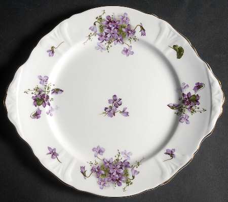Victorian Violets Handled Cake Plate