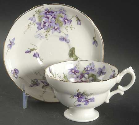 Victorian Violets Footed Cup & Saucer Set