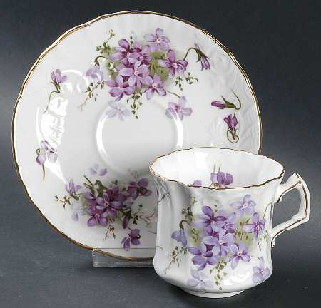 Victorian Violets Flat Cup & Saucer Set