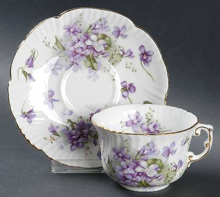 Victorian Violets Flat Cup & Saucer Set