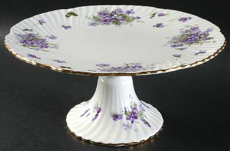 Victorian Violets 10" Diameter Pedestal Cake Stand