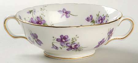 Victorian Violets Footed Cream Soup Bowl