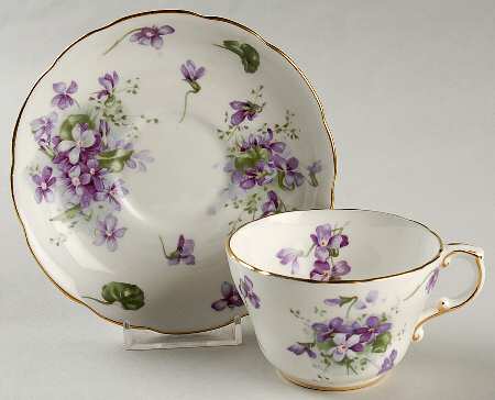 Victorian Violets Footed Cup & Saucer Set