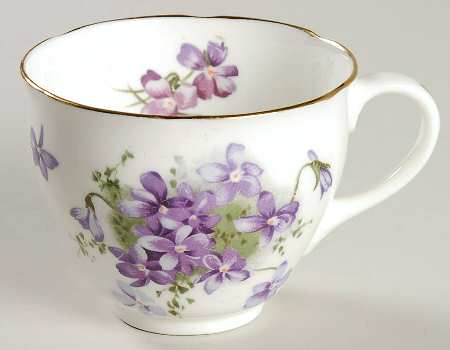 Victorian Violets Flat Cup