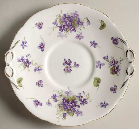 Victorian Violets Handled Cake Plate