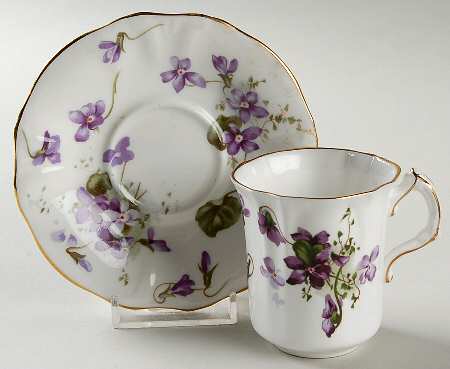 Victorian Violets Flat Demitasse Cup & Saucer Set