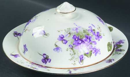 Victorian Violets Round Covered Butter