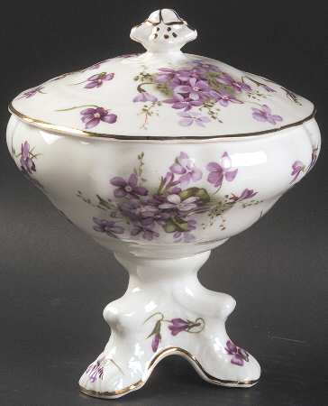 Victorian Violets Pedestal Candy Box with Lid