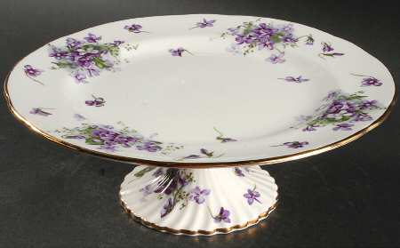 Victorian Violets 10" Diameter Pedestal Cake Stand