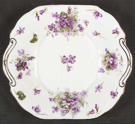 Victorian Violets Square Handled Cake Plate