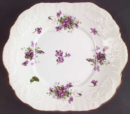 Victorian Violets Square Handled Cake Plate