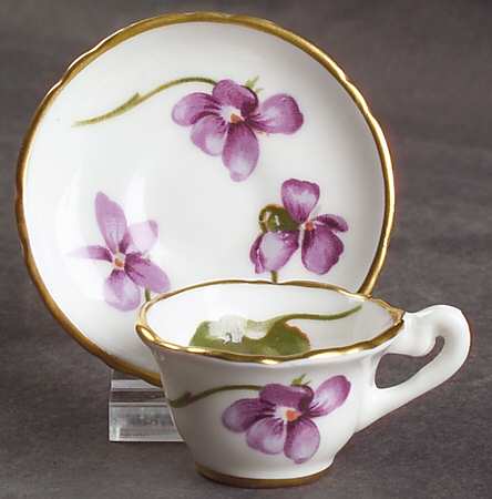 Victorian Violets Miniature Cup and Saucer Set