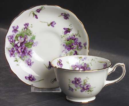 Victorian Violets Footed Cup & Saucer Set