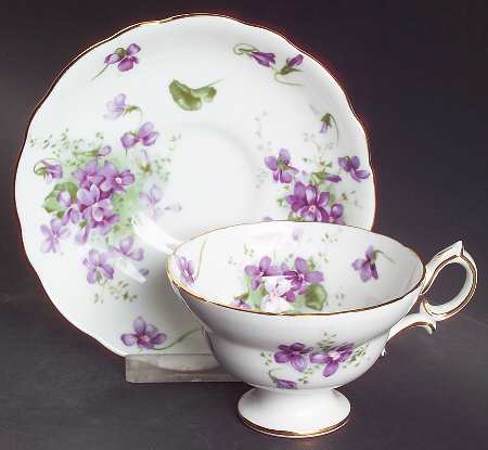 Victorian Violets Footed Cup & Saucer Set