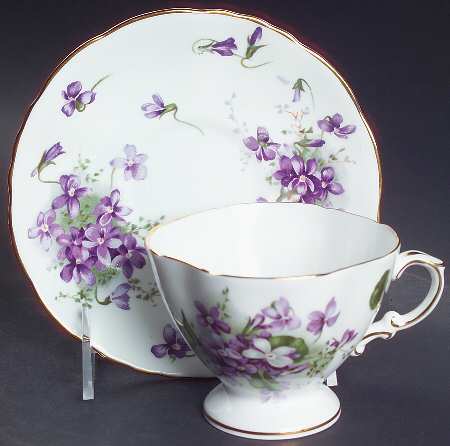 Victorian Violets Footed Cup & Saucer Set