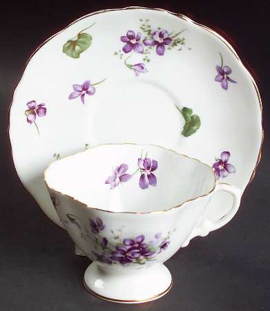Victorian Violets Footed Cup & Saucer Set