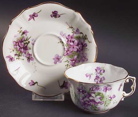 Victorian Violets Footed Cup & Saucer Set